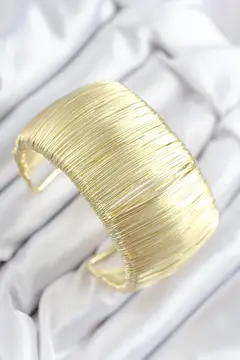 Pirinç Tel Sarma Model Gold Renk Kadın Bileklilk 5886