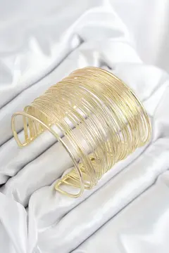 Pirinç Tel Sarma Model Gold Renk Kadın Bileklilk 5886
