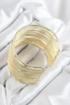Pirinç Tel Sarma Model Gold Renk Kadın Bileklilk 5886