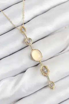 Pirinç Zincir Sarı Gold Renk Zirkon Taşlı Y Kolye 5886