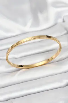 316L Çelik Gold Renk 65 mm İnce Kadın Kelepçe Bileklik 5886