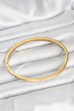316L Çelik Gold Renk 65 mm İnce Kadın Kelepçe Bileklik 5886