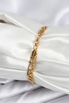 316L Çelik Gold Renk Oval Yazı Yazmaya Uygun Kadın Bileklik 5886