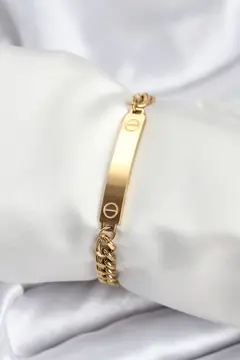 316L Çelik Gold Renk Yazı Yazmaya Uygun Kadın Bileklik 5886
