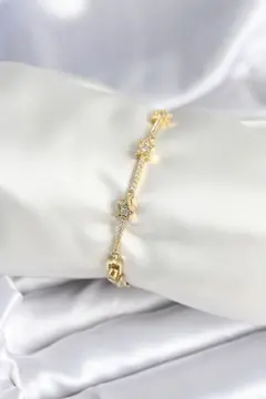 Pirinç Gold Renk Halley Yıldız Model Kadın Bileklik 5886