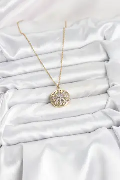 316L Çelik Zincir Gold Renk Zirkon Taşlı Kadın Kolye 5886