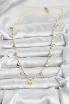 Pirinç Gold Renk Kalp Model Kadın Kolye 5886