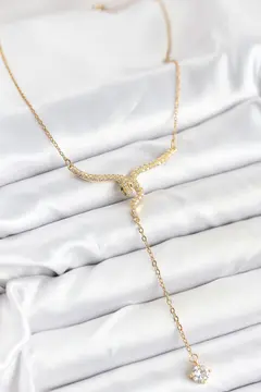 316L Çelik Zincir Gold Renk Yılan Model Y Kolye 5886