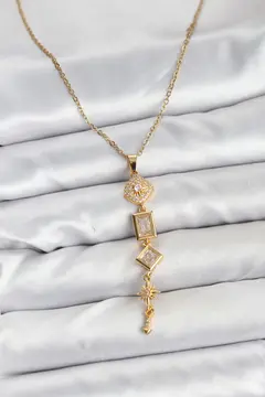 316L Çelik Zincir Gold Renk Kutup Yıldızı Enerji Model Kadın Y Kolye 5886