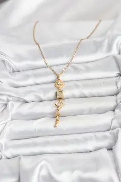 316L Çelik Zincir Gold Renk Kutup Yıldızı Enerji Model Kadın Y Kolye 5886