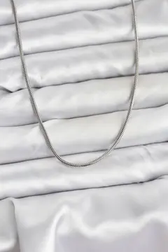 316L Çelik Zincir Gümüş Renk 60 cm Yılan Zincir Kadın Kolye 5886