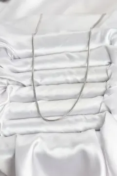 316L Çelik Zincir Gümüş Renk 60 cm Yılan Zincir Kadın Kolye 5886