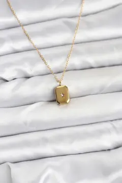 316L Çelik Zincir Gold Renk Minimal Kutup Yıldızı Model Kadın Kolye 5886