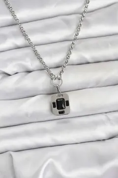 316L Çelik Zincir Gümüş Renk Vintage Model Kadın Kolye 5886