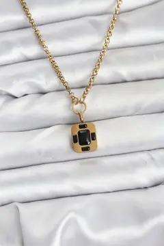 316L Çelik Zincir Gold Renk Vintage Model Kadın Kolye 5886