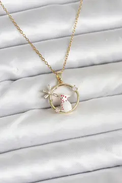 316L Çelik Zincir Gold Zirkon Taşlı Yılbaşı Temalı Kadın Kolye 5886