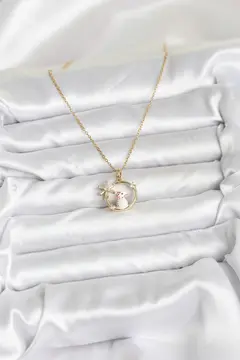 316L Çelik Zincir Gold Zirkon Taşlı Yılbaşı Temalı Kadın Kolye 5886