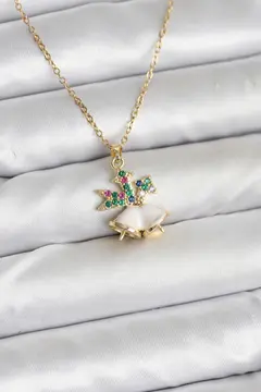 316L Çelik Zincir Gold Renk Chirtsmas Bell Model Yılbaşı Temalı Kadın Kolye 5886