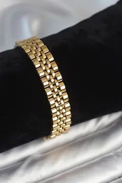 316L Çelik 12 mm Kalınlıkta Gold Renkli Erkek Bileklik 5886