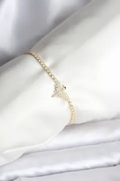 Anka Kuşu Model Zirkon Taşlı Gold Renk Pirinç Su Yolu Kadın Bileklik 5886