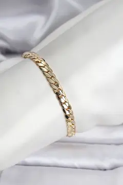 14K Gold Renk Kaplama Ezme Zincir Model Kadın Bileklik 5886