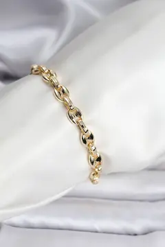 14K Gold Renk Kaplama Kahve Çekirdeği Model CM Kadın Bileklik 5886