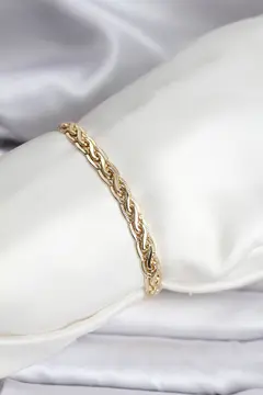 14K Gold Renk Kaplama Lazer Zincir Model CM Kadın Bileklik 5886