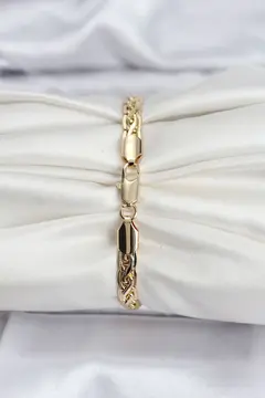 14K Gold Renk Kaplama Lazer Zincir Model CM Kadın Bileklik 5886
