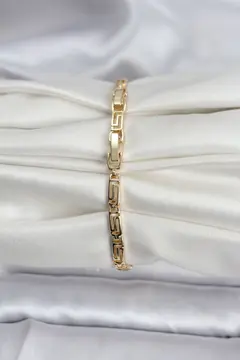 14K Gold Renk Kaplama Zirkon Taşlı Baget Model CM Kadın Bileklik 5886