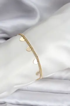 14K Gold Renk Kaplama Kalpli Model CM Kadın Bileklik 5886