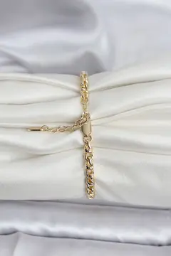 14K Gold Renk Kaplama Zincir Model Kadın CM Bileklik 5886