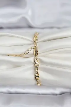 14K Gold Renk Kaplama Zincir Model CM Kadın Bileklik 5886
