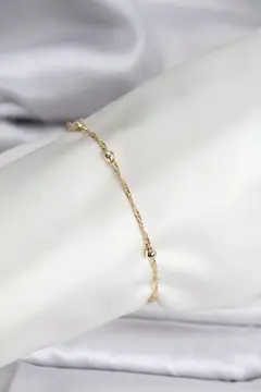 14K Gold Renk Kaplama Topçuklu Model CM Kadın Bileklik 5886