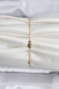 14K Gold Renk Kaplama Topçuklu Model CM Kadın Bileklik 5886