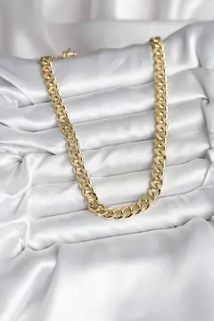 14K Gold Renk Kaplama Kalın Zincir Model CM Kadın Kolye 5886