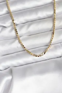 14K Gold Renk Kaplama Ezme Yılan Zincir Model CM Kadın Kolye 5886