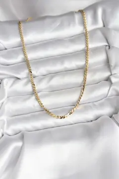 14K Gold Renk Kaplama Ezme Yılan Zincir Model CM Kadın Kolye 5886