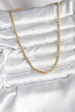 14K Gold Renk Kaplama Boru Zincir Model CM Kadın Kolye 5886