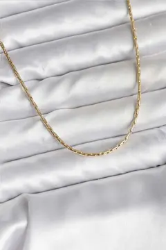 14K Gold Renk Kaplama İnce Zincir Model CM Kadın Kolye 5886