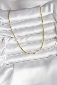 14K Gold Renk Kaplama İnce Zincir Model CM Kadın Kolye 5886