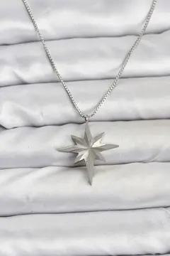 316L Çelik Zincir Gümüş Renk Kutup Yıldızı Model 60 cm Zincir Kadın Kolye 5886