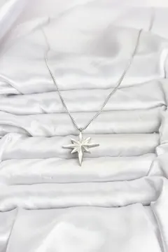 316L Çelik Zincir Gümüş Renk Kutup Yıldızı Model 60 cm Zincir Kadın Kolye 5886