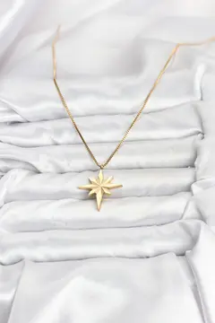 316L Çelik Zincir Gold Renk Kutup Yıldızı Model 60 cm Zincir Kadın Kolye 5886