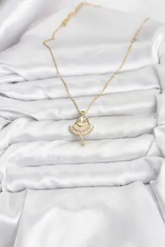 316L Çelik Zincir Gold Renk Balerin Model Kadın Kolye 5886