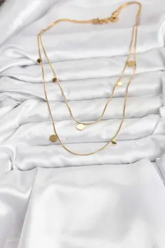 316L Çelik Zincir Gold Renk Pullu Kadın Kolye 5886