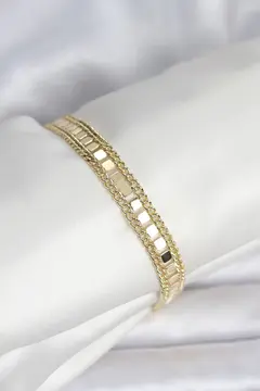 316L Çelik Gold Renk Pullu Zincir Model Kadın Bileklik 5886