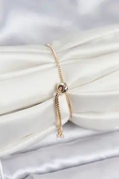 Göz Model Zirkon Taşlı Gold Renk Asansörlü Su Yolu Bileklik 5886