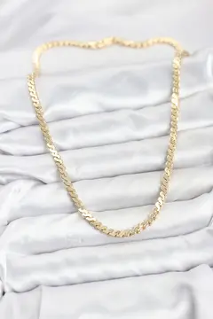 Pirinç Gold Renk Yassı Zincir Kadın Kolye 5886