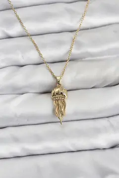 316L Çelik Zincir Gold Renk Deniz Anası Model Zirkon Taşlı Kadın Kolye 5886