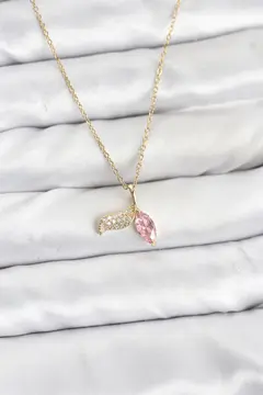 316L Çelik Zincir Gold Renk Balık Kuyruğu Model Zirkon Taşlı Kadın Kolye 5886